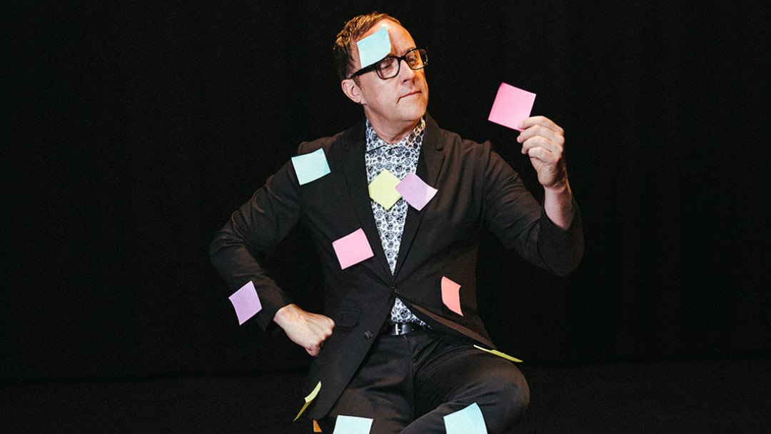 bro covered in post it notes